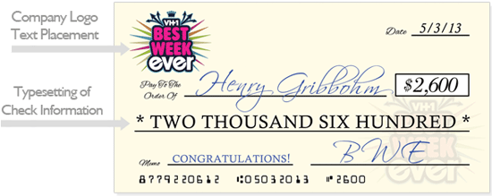 Large check printing design