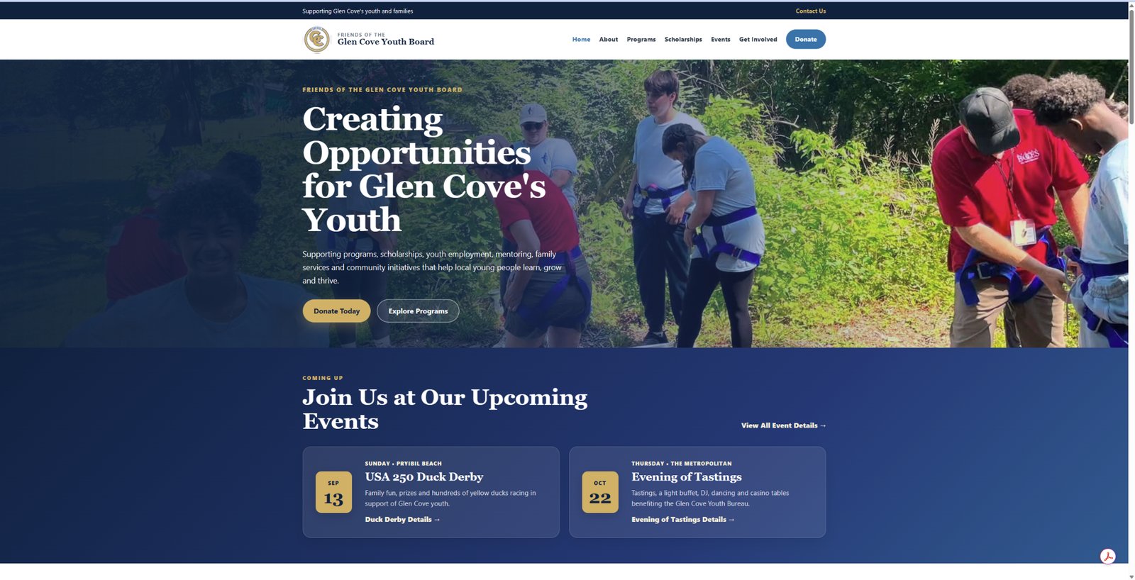 friendsoftheglencoveyouthboard.com homepage website preview